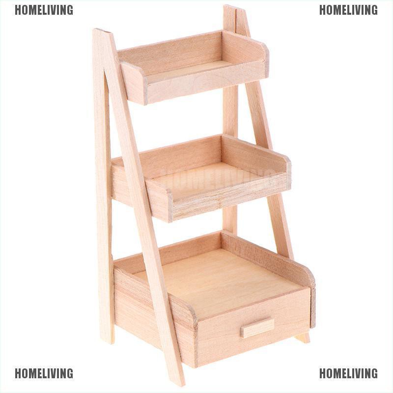 Kệ Gỗ Đứng Mini Đựng Chậu Hoa Trang Trí Nhà Búp Bê Tỉ Lệ 1: 12