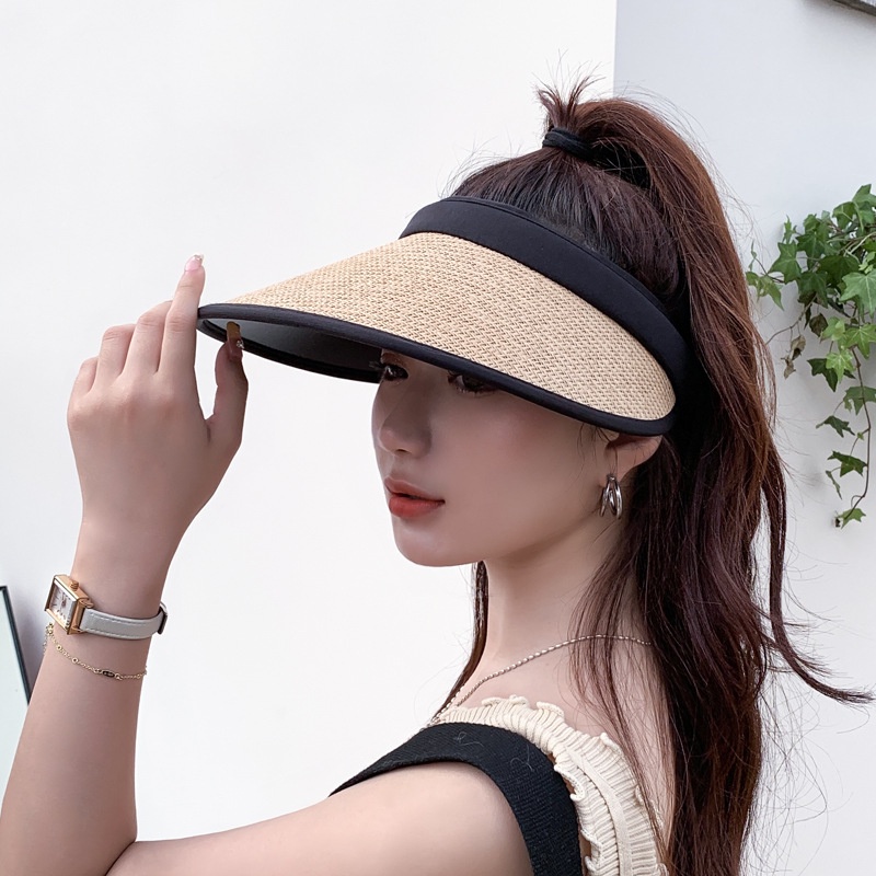 Nón Cói Hở Đầu Có Lớp Chống Tia UV Vành Lớn Phối Viền Xinh Xắn