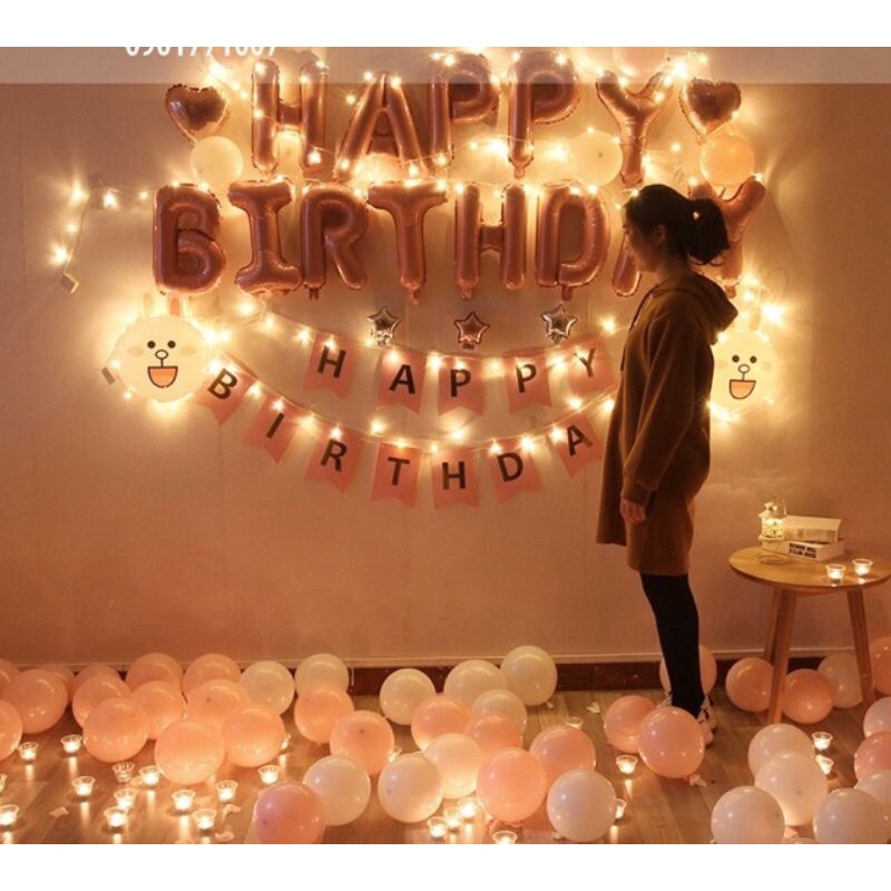 SALE SẬP SÀN - SET BÓNG TRANG TRÍ SINH NHẬT KÈM ĐEN LED Y HÌNH