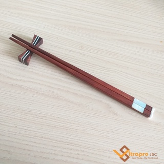 Đũa trắc vuông khảm trai đẹp cao cấp (bộ 5 đôi)