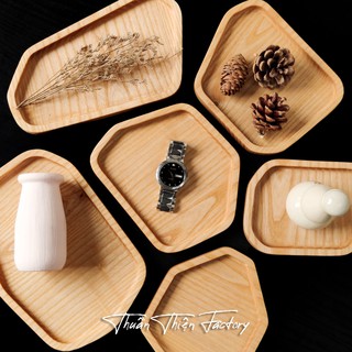 Khay Gỗ Tần Bì Hình Đá Cuội | Khay Gỗ Ash Nguyên Khối Decor Nhiều Kích Thước