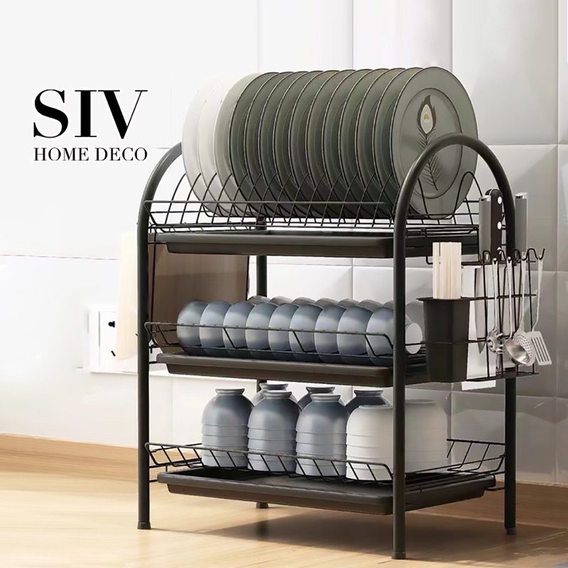 SIV Kệ Để Chén Đĩa 2/3 tầng Giá Để Cốc tiện lợi kèm khay đựng