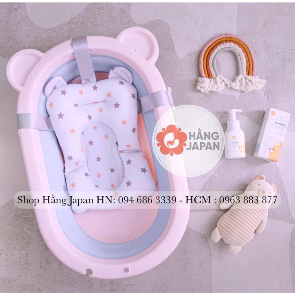 Chậu tắm gấp gọn SASA TAI GẤU 80*50*24 tặng kèm phao tắm và chậu rửa mặt hàng chính hãng