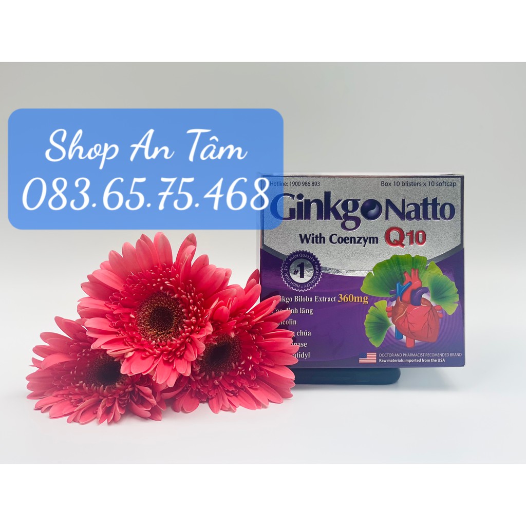 Viên uống bổ não Ginkgo Natto Q10 hộp 100 viên Giúp bổ sung dưỡng chất cho não