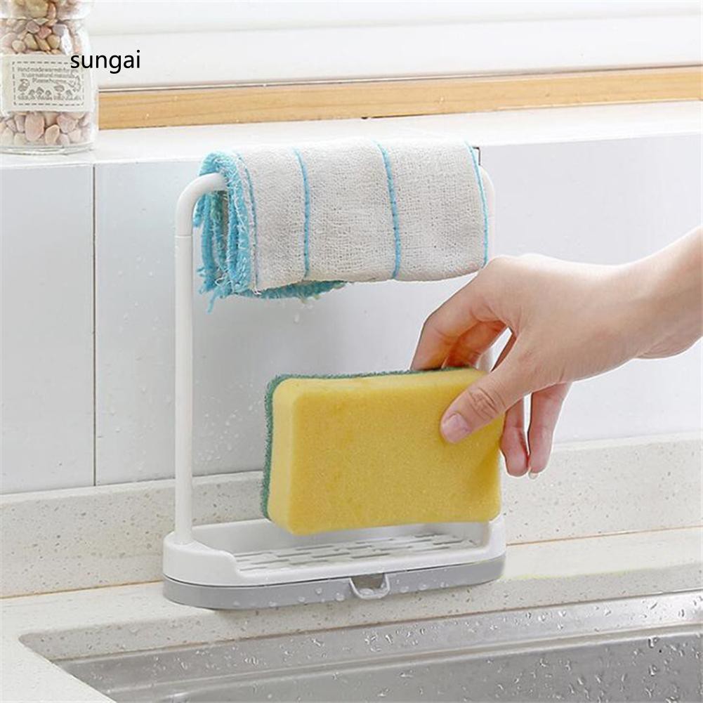 Giá để bọt biển rửa chén tích hợp thanh treo khăn tiện lợi cho nhà bếp | BigBuy360 - bigbuy360.vn