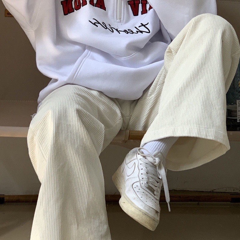  Quần Nhung Tăm - Quần Ống Xuông Hai Màu Be Đen Siêu Đẹp (Ảnh thật/Có Sẵn)