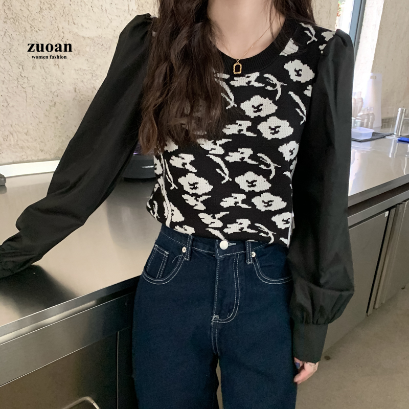 SUXI Áo Dệt Kim Tay Dài Dáng Rộng Thời Trang Mùa Thu Trẻ Trung Cho Nữ