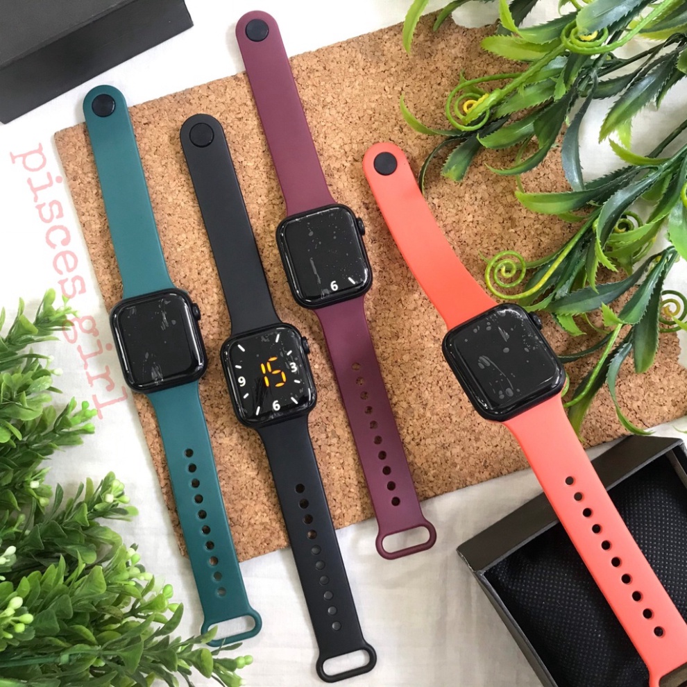 Đồng hồ nam nữ LED phiên bản táo sang chảnh dây cao su nhiều màu