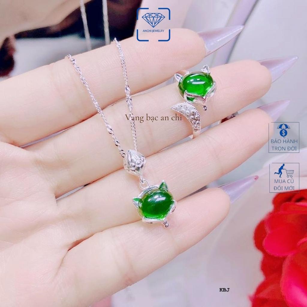 Combo Dây chuyền , nhẫn hồ ly đính đá phong thủy, chuẩn bạc ta sáng đẹp không xỉn màu, Anchi jewelry