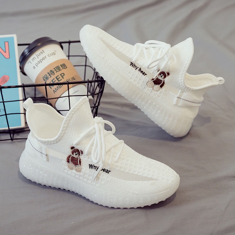 Giày thể thao thoáng khí họa tiết gấu dễ thương cho học sinh