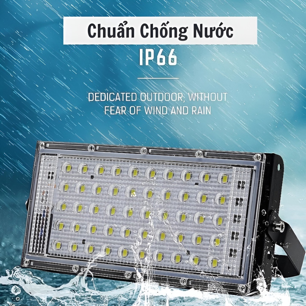 Đèn Led pha 50W siêu sáng 220V - đèn pha led sáng trắng , nháy 7 màu chống nước