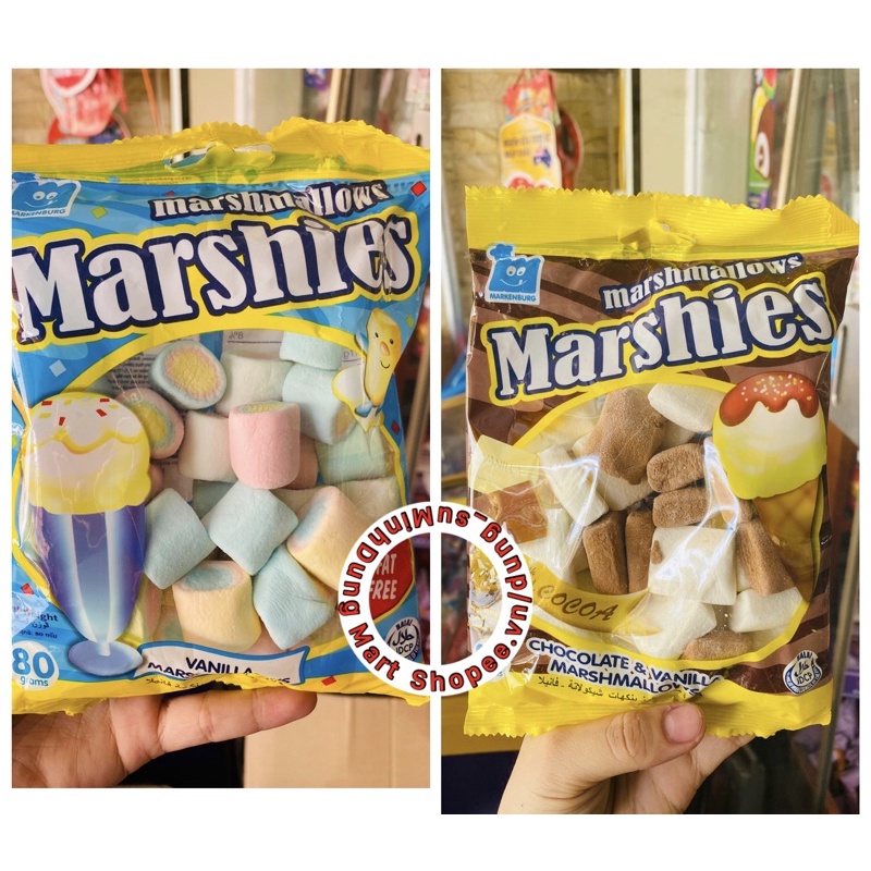 Kẹo bông Marshmallows hương vani/socola gói 80g