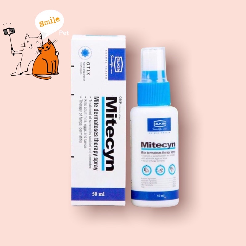 Diệt ve ghẻ bọ chét trên chó, Diệt nấm chó và nấm mèo Mitecyn & Fungikur dạng xịt