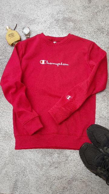 Áo nỉ Champion logo thêu đẹp mặc ấm thu đông nam nữ đều mặc dc