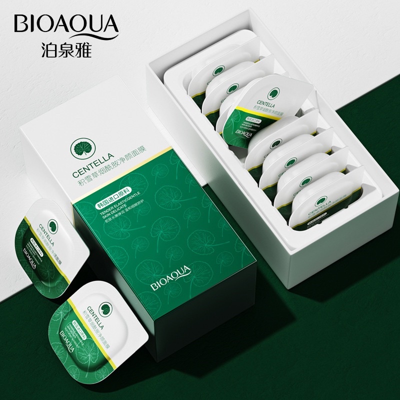 Hộp 8 Mặt nạ đất sét RAU MÁ, BƠ,TẢO BIOAQUA kiềm dầu giảm mụn làm trắng sáng da thải độc da nâng cơ