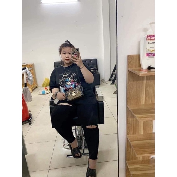 BIGSIZE Quần skinny kaki rách