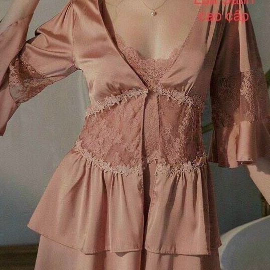 [Hàng cao cấp] Set Váy ngủ sexy, đầm ngủ 2 dây ren cho nữ quyến rũ gợi cảm kèm áo ngoài | BigBuy360 - bigbuy360.vn