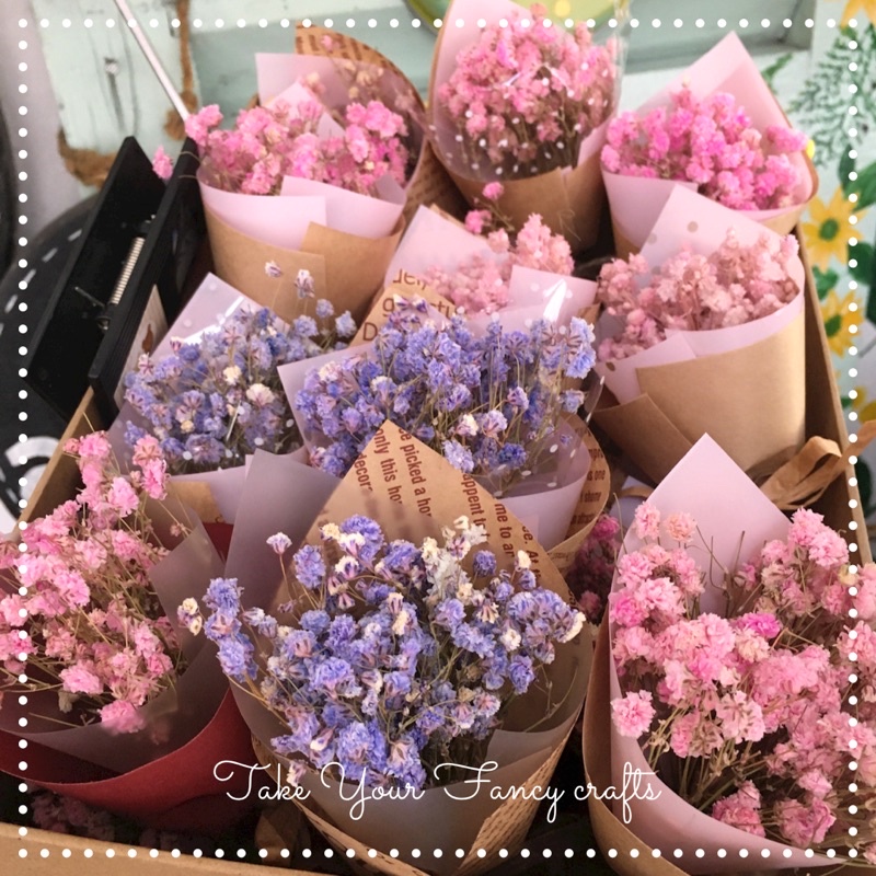 Bó Hoa Khô Mini Gói Giấy Kraft Baby🌿Sao✨