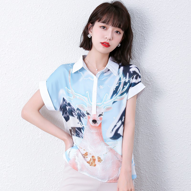 Áo Sơ Mi Voan In Họa Tiết Hoạt Hình Dễ Thương Cho Nữ Size S-2Xl