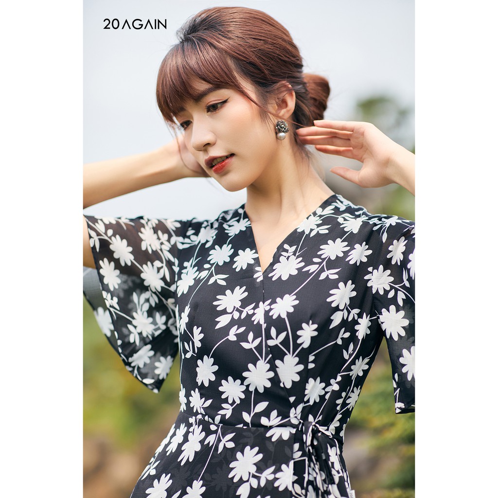 Đầm xòe tà bung thắt nơ eo 20AGAIN DEA1609 | BigBuy360 - bigbuy360.vn