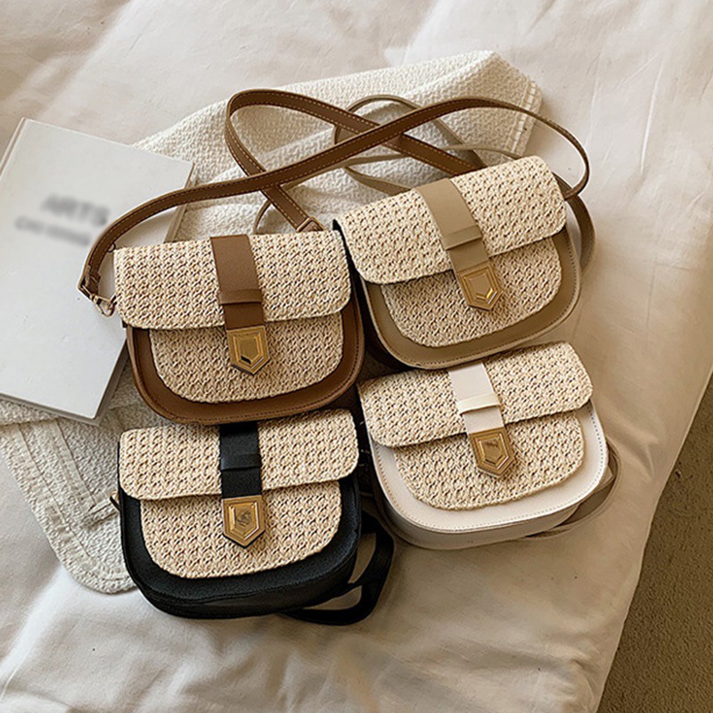 Túi Xách Nữ Túi Cói Đeo Chéo Vai/Đeo Một Bên Vai Phong Cách Tây Phương Cổ Điển Mùa Hè Thanh Lịch Cho Nữ