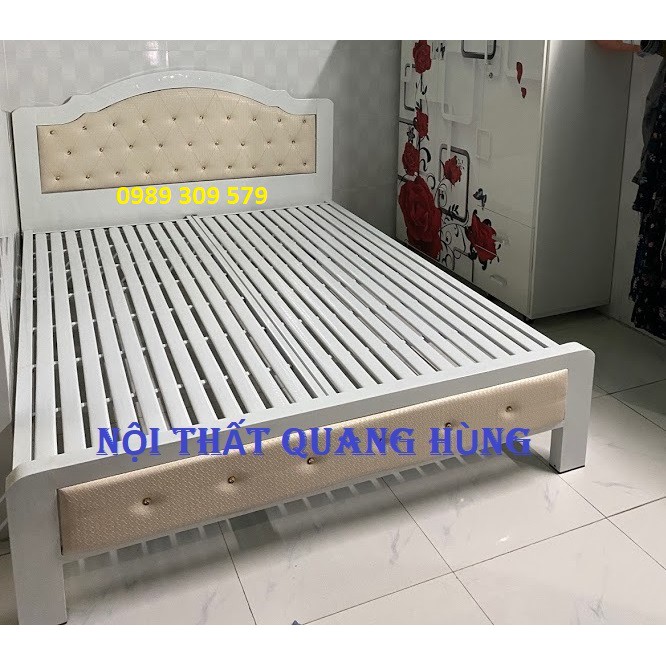 GIƯỜNG SẮT HỘP VUÔNG 5X10 CAO CẤP NGANG 1M8 DÀI 2M HCM