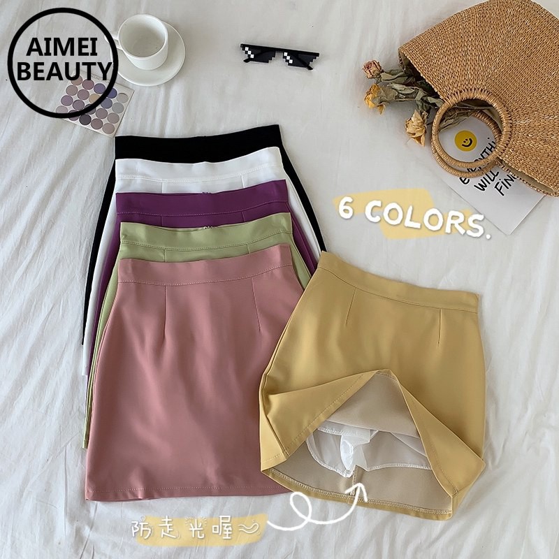 Chân Váy Chữ A Lưng Cao Màu Trơn Thời Trang Cho Nữ