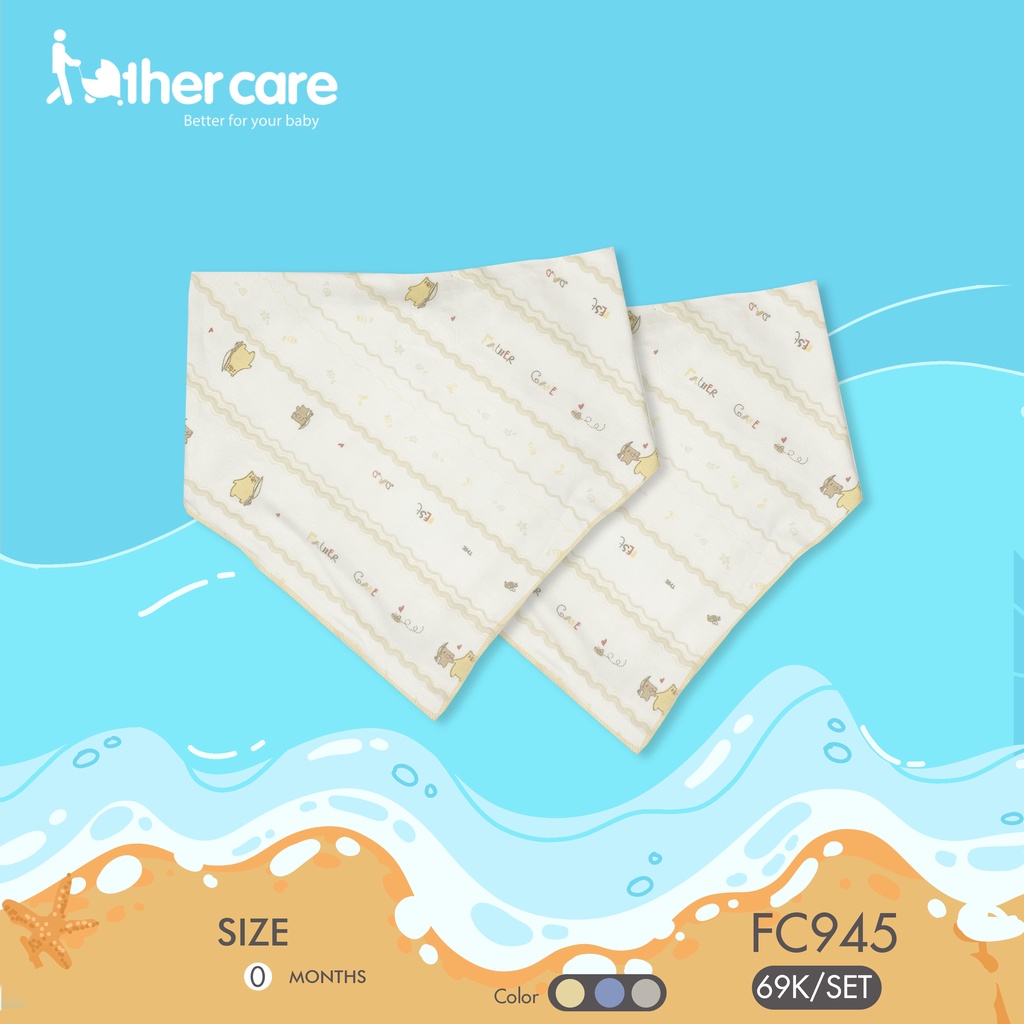 Set yếm tam giác sơ sinh FatherCare - Họa tiết Gia đình gấu FC945