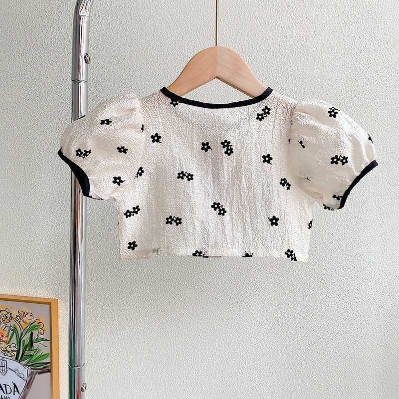 Paulababy Bộ Áo Thun Tay Ngắn Kèm Chân Váy Thời Trang Mùa Hè Dành Cho Bé Gái