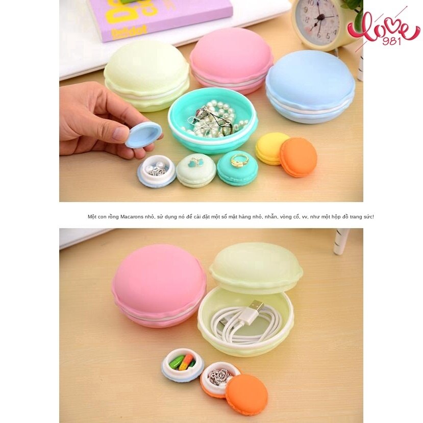 Hộp Đựng Trang Sức Hình Chiếc Bánh Macaron Dễ Thương