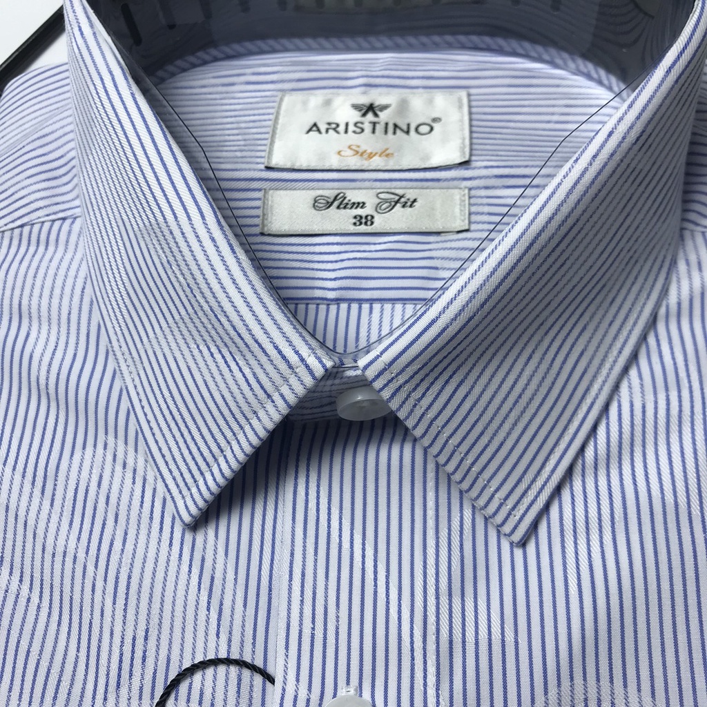 Áo sơ mi dài tay nam Aristino  sợi tre kháng khuẩn, sọc trắng hoa chìm , tà lượn , from slim ALS63808