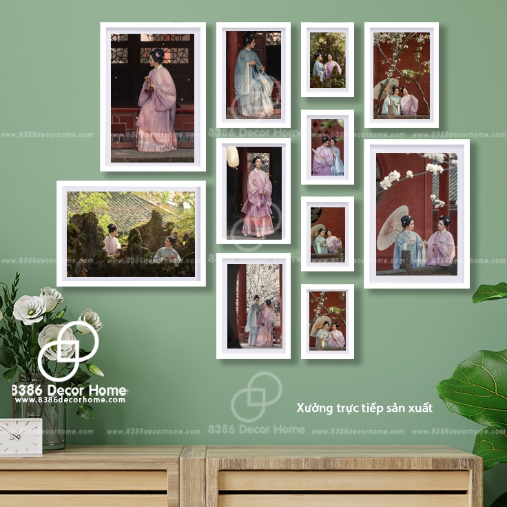 Bộ 11 Khung ảnh màu trắng trơn đẹp giá tại Xưởng (được Sơn màu từ gỗ thông thật)