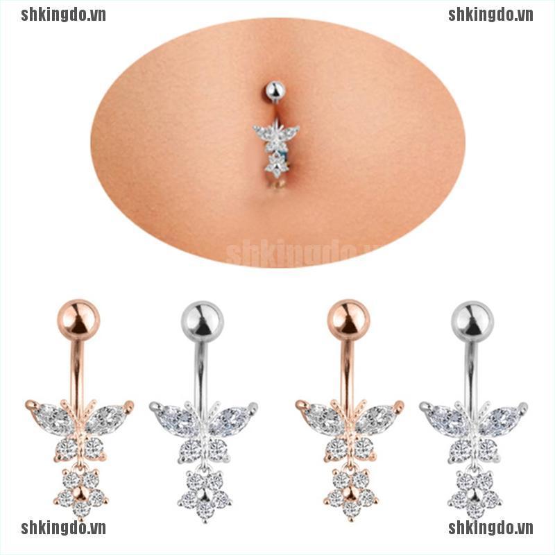 Khuyên Rốn Hình Bướm Đính Đá Xinh Xắn