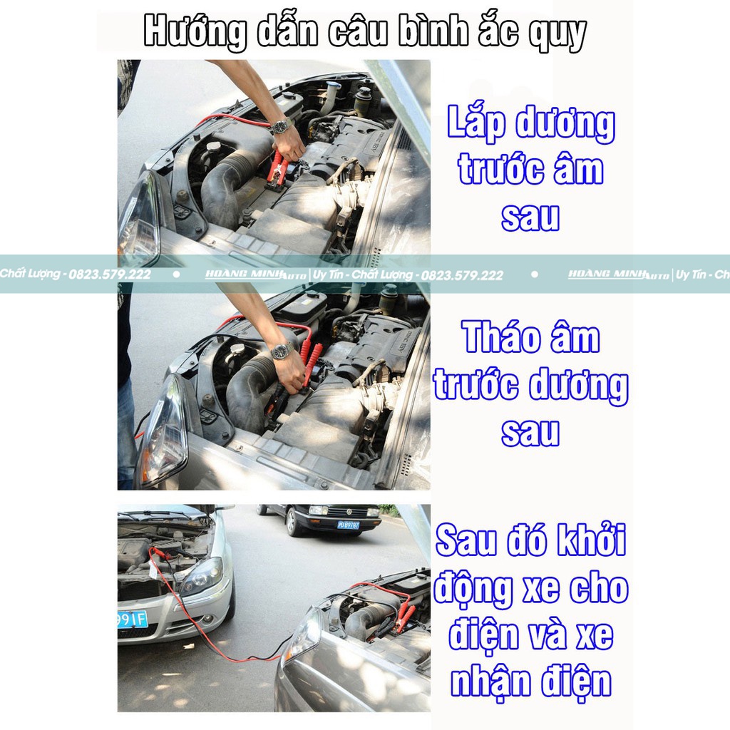 Dây Câu Bình Ắc quy Ô Tô Lõi Đồng Siêu To 2000A Kích Điện Acquy Cứu Hộ Ô Tô, Loại 4 mét