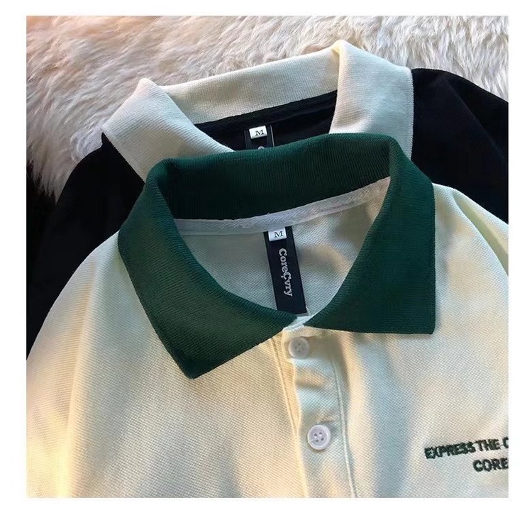 Áo thun polo tay lỡ unisex chất cotton cá sấu mềm mát, thêu chữ CORECURY