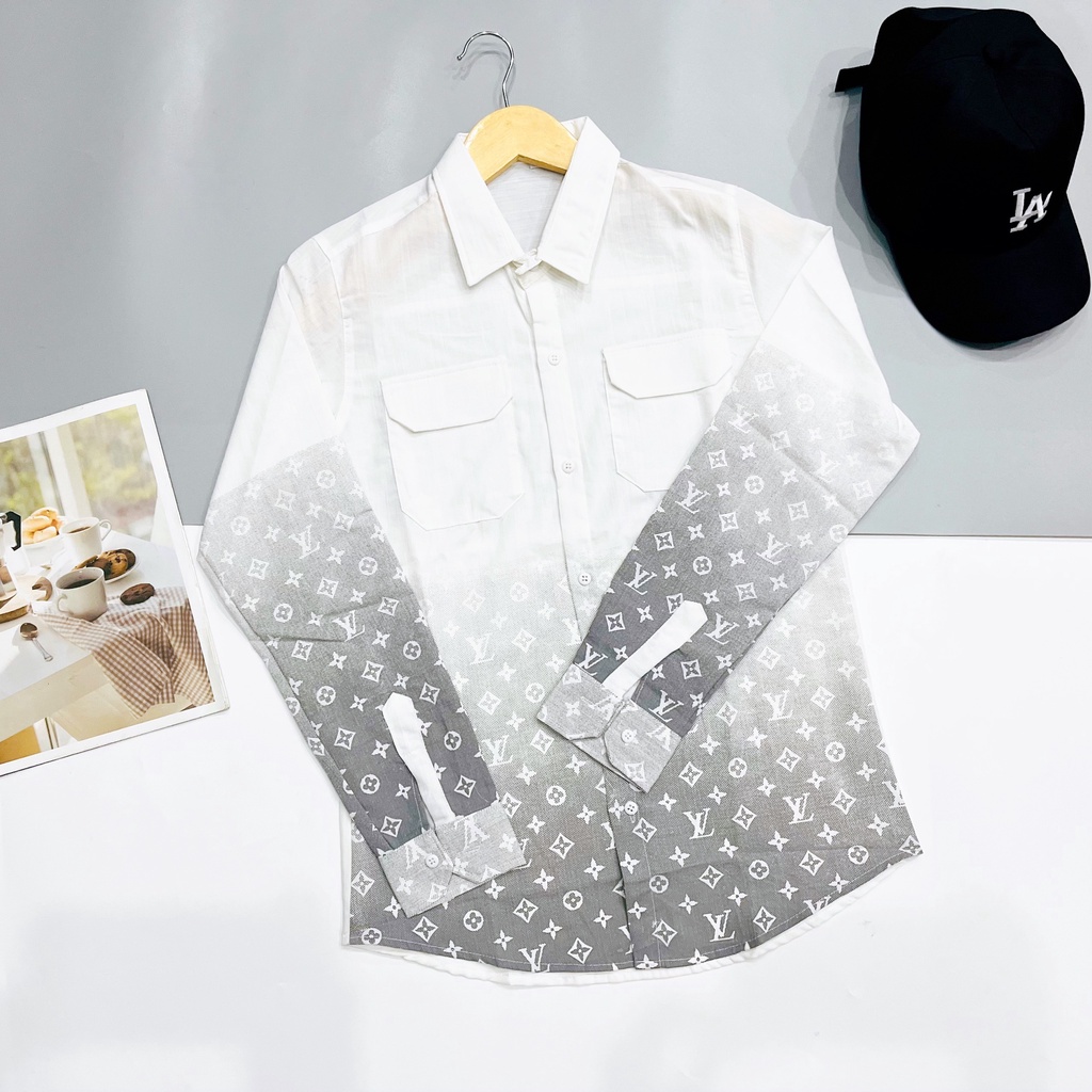 Áo Sơ Mi Nam Tay Dài Vải Đũi Nhật Wash Loang Màu In Chữ EOVI Phong Cách Cá Tính Lịch Lãm Hot Trend Mới DUI TD WASH EOVI