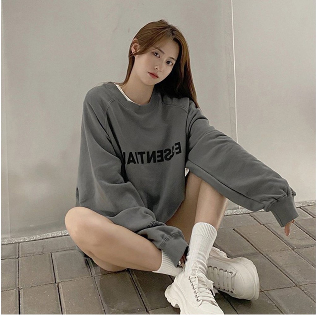 Áo Sweater ESSENTIALS Màu Lạ Áo Sweater Chất Nỉ Ngoại Form Rộng Tay Bồng Unisex Nam Nữ | BigBuy360 - bigbuy360.vn