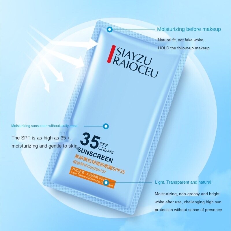 [Hàng mới về] Kem chống nắng dưỡng trắng da giảm tàn nhang chống nước Xinya SPF50