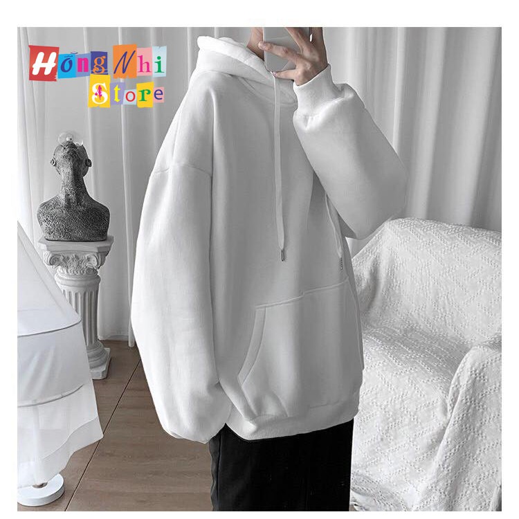 Áo Khoác Hoodie Trơn Ulzzang Unisex Màu Trắng Chất Nỉ Bông Cao Cấp Dáng Rộng Nam Nữ - MM | BigBuy360 - bigbuy360.vn