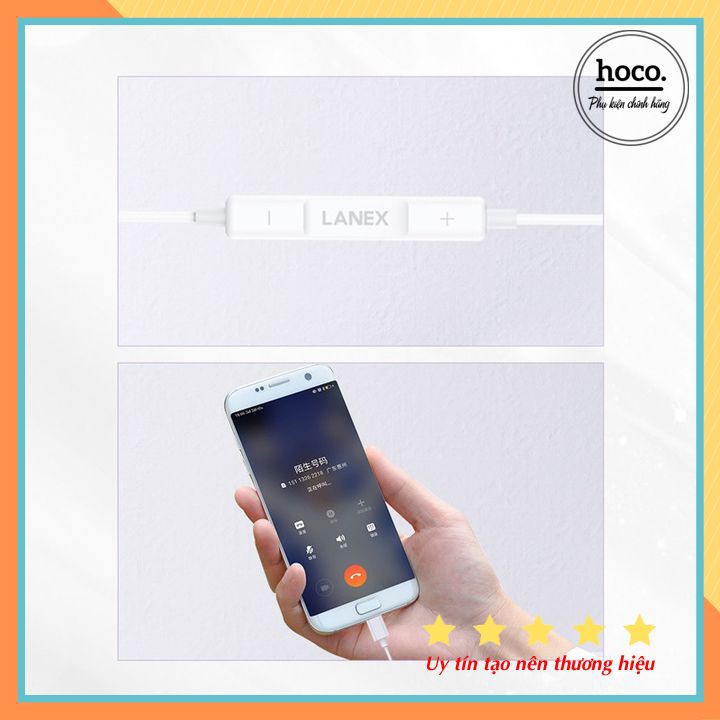 Tai Nghe Nhựa TPE Jack Type-C Có Mic Lanex LEP-L11 - Dài 1.2m - Trắng