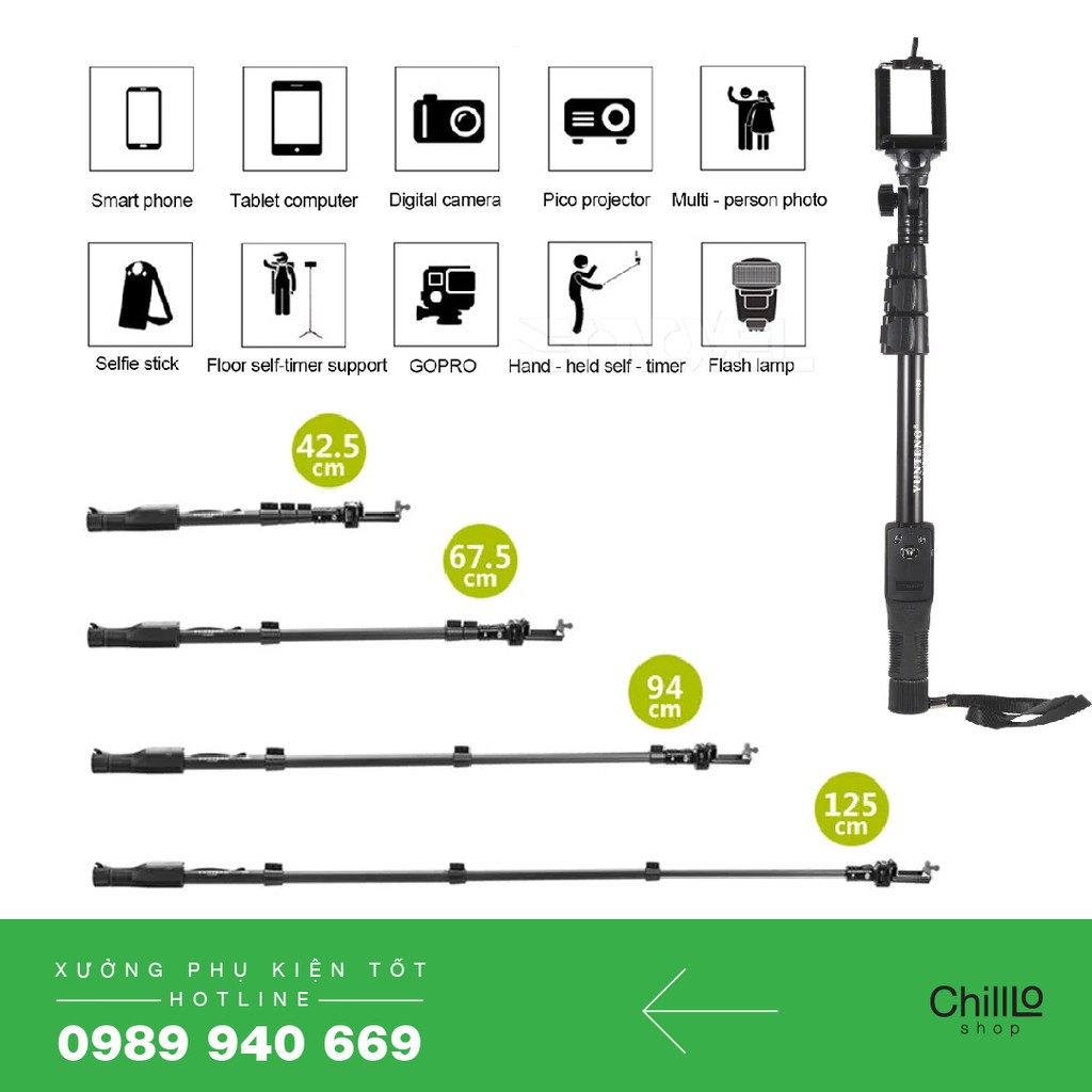 Gậy Tự Sướng Đa Năng YUNTENG YT-1288 - Hỗ Trợ Remote Bluetooth - Gậy Selfie cho Điện Thoại / Camera/ Máy ảnh DSLR/ GoPro | BigBuy360 - bigbuy360.vn