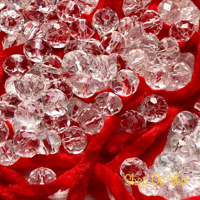 50 Hạt Pha Lê Hình Tròn Lùn (Bánh Cam) 8mm