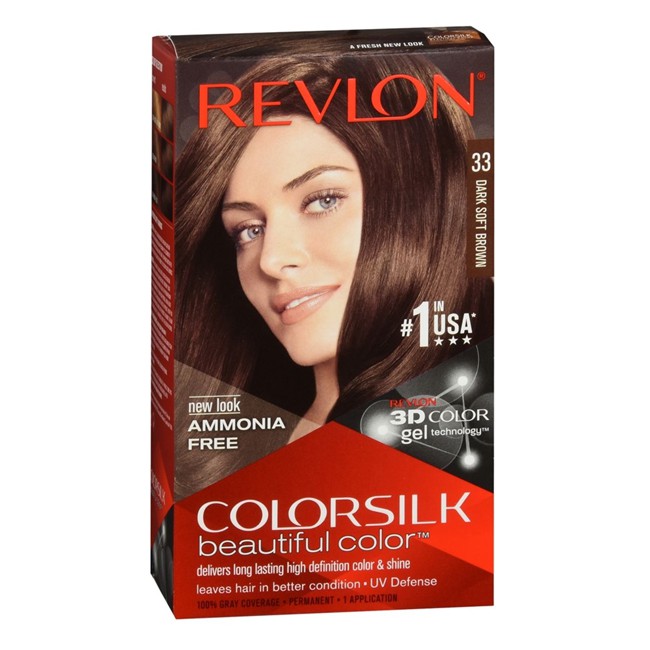 Thuốc nhuộm tóc Revlon Dark Soft Brown 33 cho tóc màu nâu nhẹ - Mỹ - 130ml