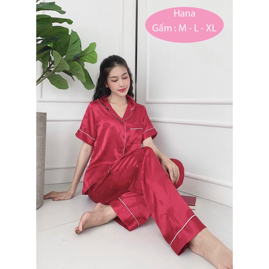 Đồ bộ pijama nữ lụa gấm cao cấp quần dài tay ngắn bigsize 45kg - 80kg (BD014) | BigBuy360 - bigbuy360.vn