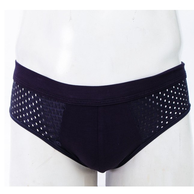 Quần lót nam thông hơi thoáng mát dạng lưới, quần sịp tam giác kháng khuẩn co giãn 4 chiều vải cotton Hộp 4 cái Angola