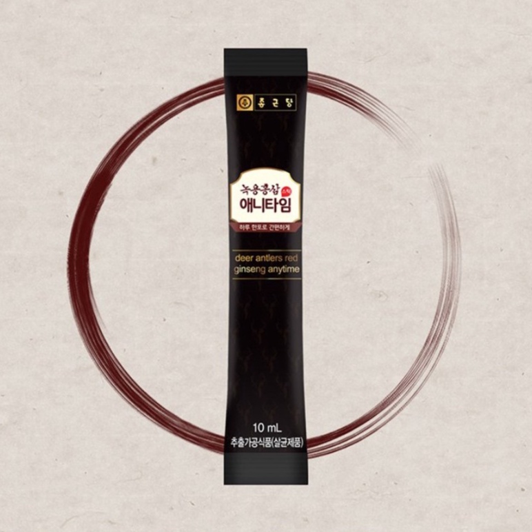 Hộp nước hồng sâm chiết xuất nhung hươu Anytime Chong Kun Dang Hàn Quốc 10ml x 30 gói kèm túi quà tặng