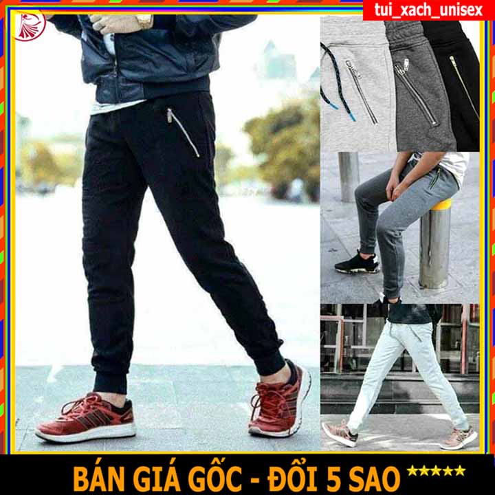 LOẠI TỐT - GIÁ SỈ  QUẦN NỈ KHÓA TÚI BO CHÂN, QUẦN JOGGER NAM NỮ THỂ THAO LƯNG DÂY RÚT