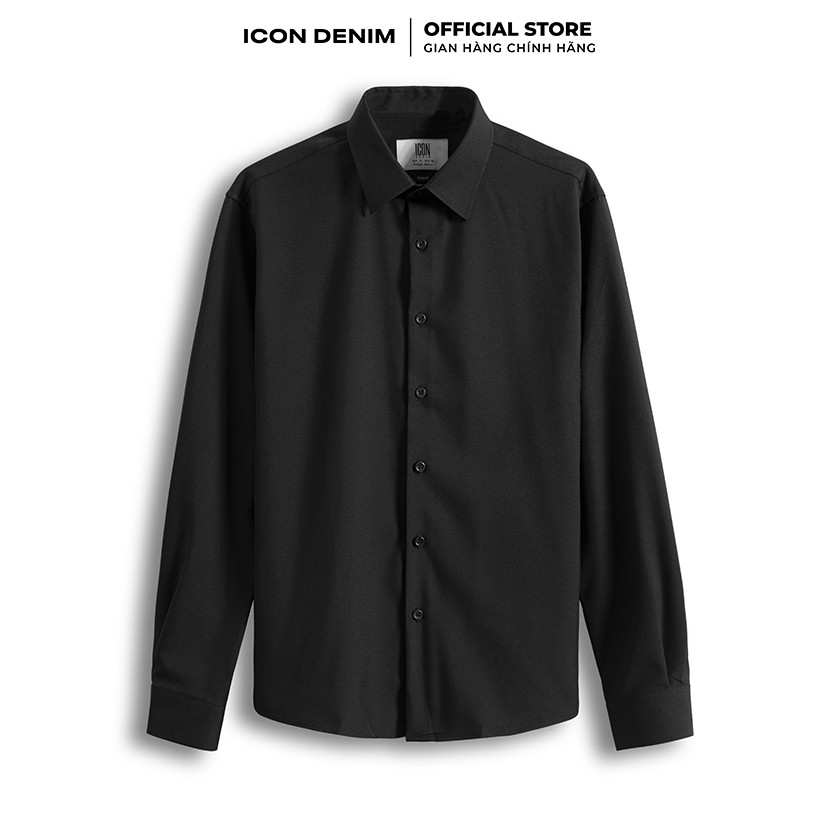 Áo Sơ Mi Nam ICON DENIM Trơn Tay Dài Dáng Slim-Fit Silky Soft