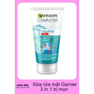 👏👏👏Garnier Skin Clear 3in1 gồm sữa rửa mặt + tẩy tế bào chết + mặt nạ