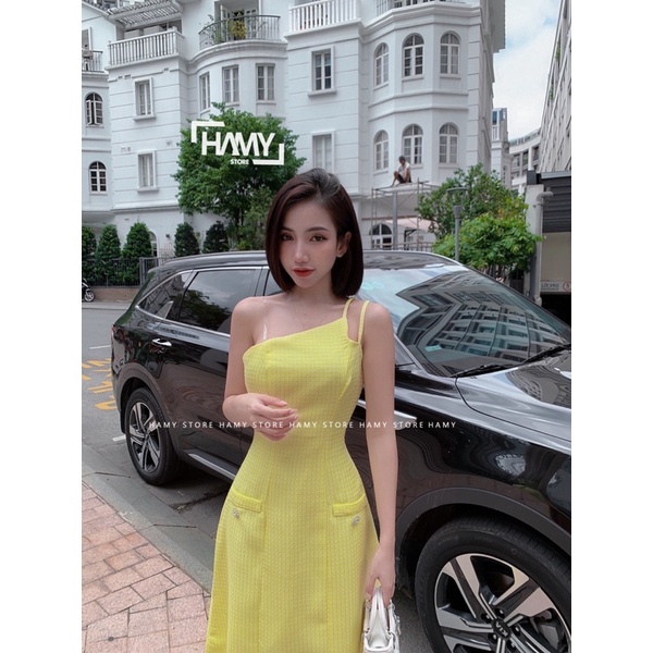 Đầm Lệch Dây 2 Túi